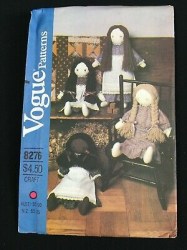 8276 VOGUE 18 1/2'' RAG DOLL, BRAIDED HAIR, DRESS, UNDIES PATTERN UNCUT